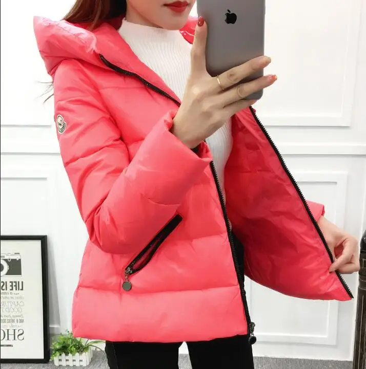 Горячая Распродажа Зимний пуховик женский модный короткий Повседневный однотонный свободный длинный рукав с капюшоном верхняя одежда женское пальто ZS508 - Цвет: pink