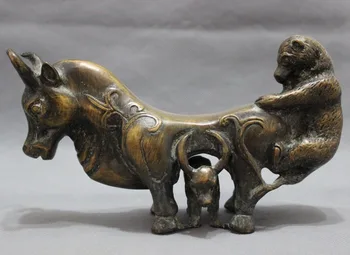 

bi002110 Chinese Bronze FengShui Wealth Strong Bull Ox Bear Statue Animals Sculpture