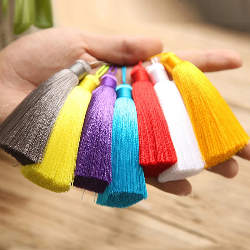 8 см длинная разноцветная хлопковая шелковая кисточка для сережек, Очаровательная подвеска, сатиновые кисточки, сделай сам, изготовление ювелирных изделий на заказ