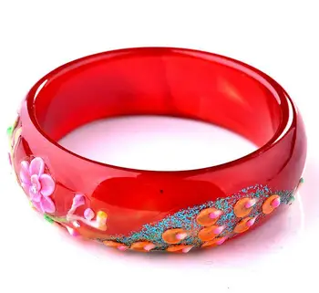 

Fine Jewelry Fine Natural Bracelet Manual Painted Red Agate Bangle Hand Catenary Elegant Fashion Free Shipping