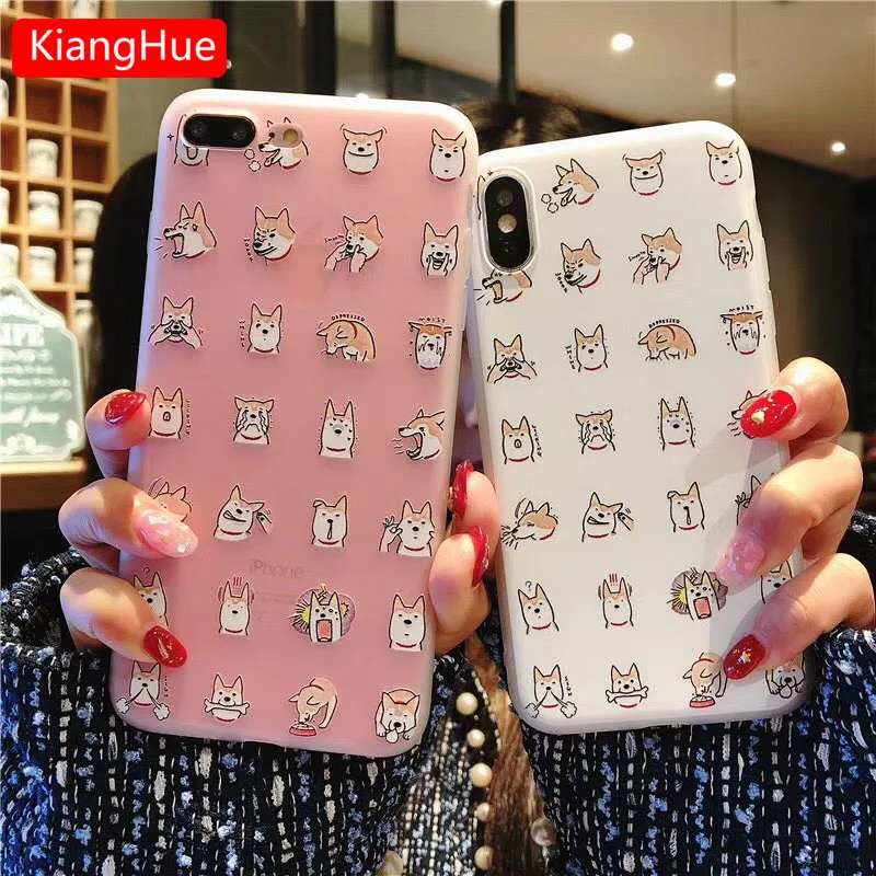 

Lovely Dog Painting Soft TPU Phone Case For iPhone 7 Plus Case Mobile Phone Soft Case For iphone X 6 6S 8 Plus Shockproof Case