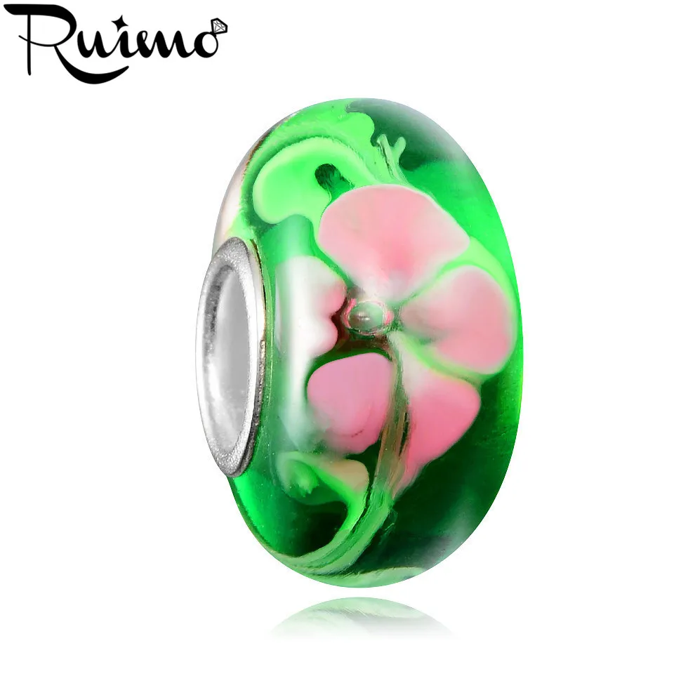 RUIMO 5 шт./лот Pan стиль зеленый муранский стеклянный бисер Подвески лэмпворк
