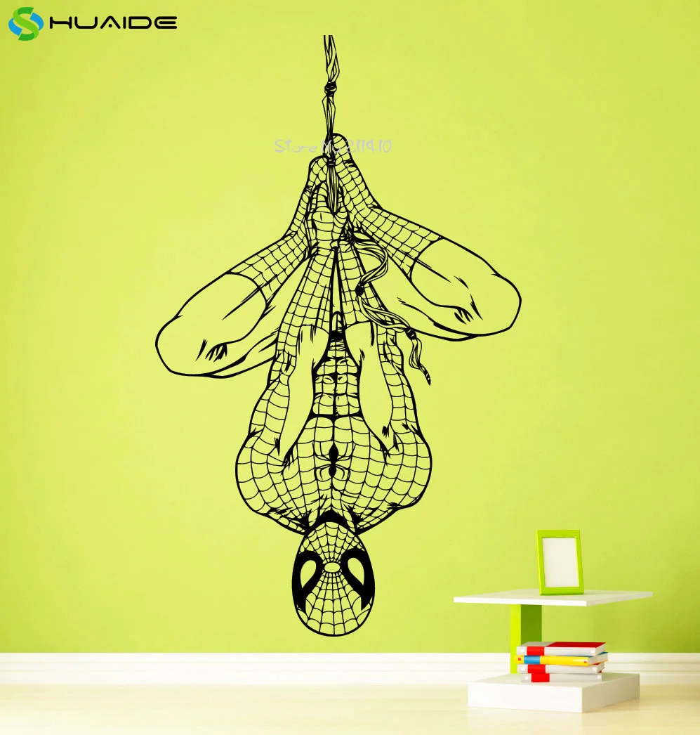 Removable Vinyl Wall Sticker Spiderman Upside Down Wall Stickers For