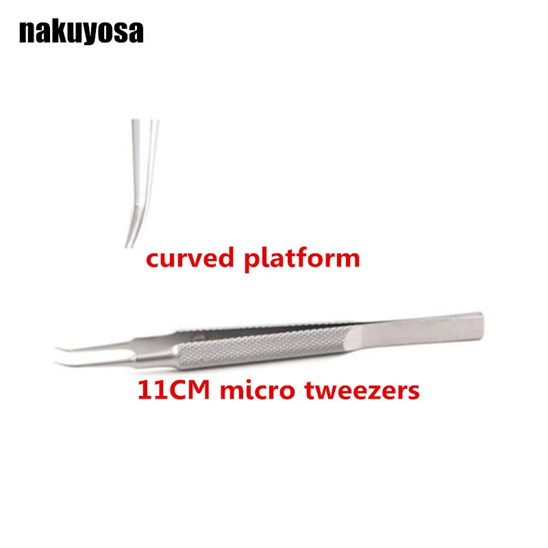 stainless microsurgical ophthalmology instruments 11cm microscopic tweezers curved platform forceps experimental tool | Канцтовары для