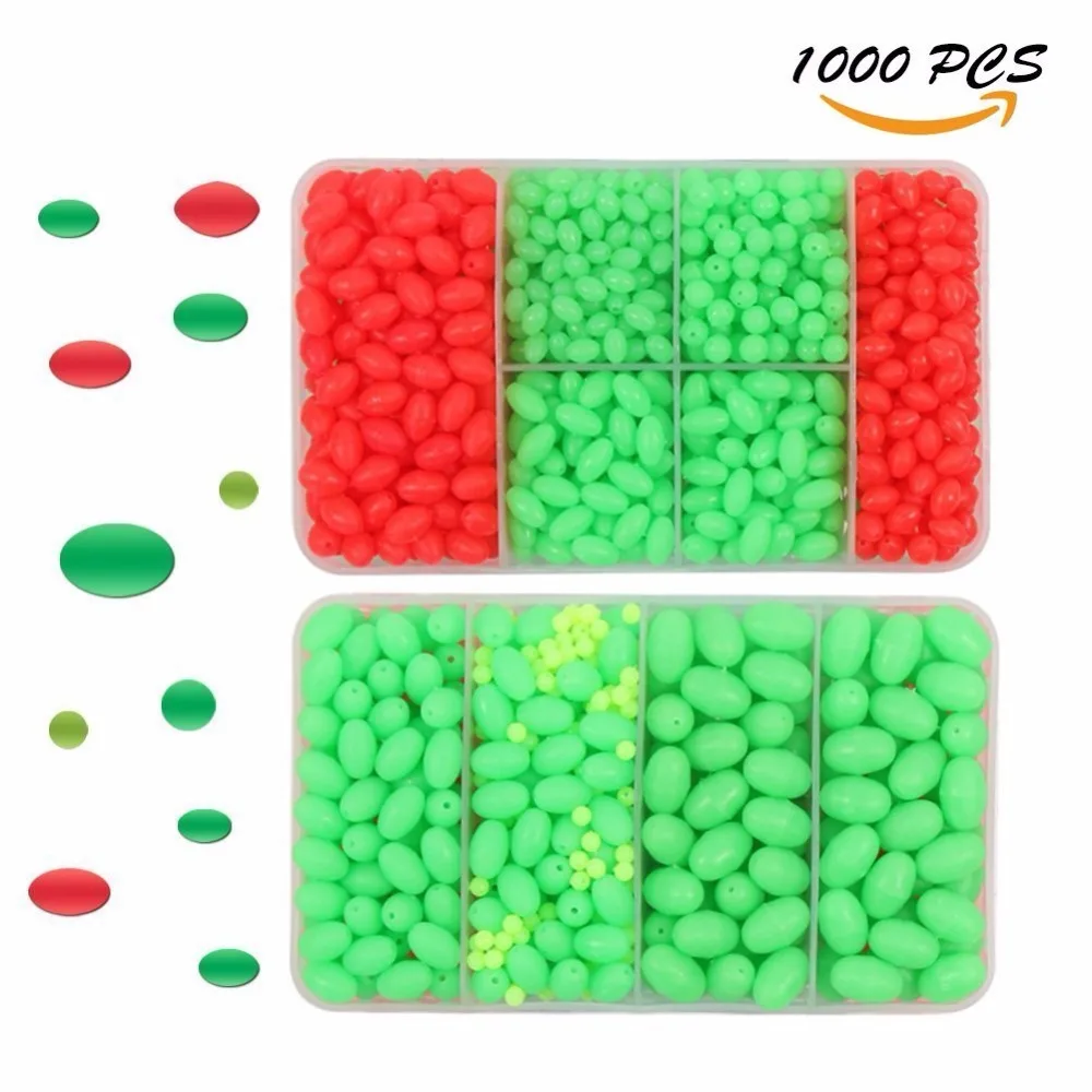 

1000pcs/box Hard Plastic Oval Shaped Fishing Beads Fish Round Beads Fishing Lures Biats Beads Fishing Tackle Tools Eggs for Salt