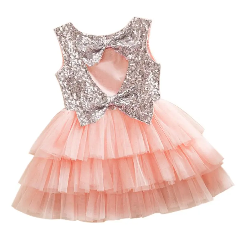 Baby Girls Dress Summer Layered Tutu Dressed Kids Sleeveless Back Hole Bows Sequined Dresses Children Clothing Baby Girls Dress Summer Layered Tutu Dressed Kids Sleeveless Back Hole Bows Sequined Dresses Children Clothing