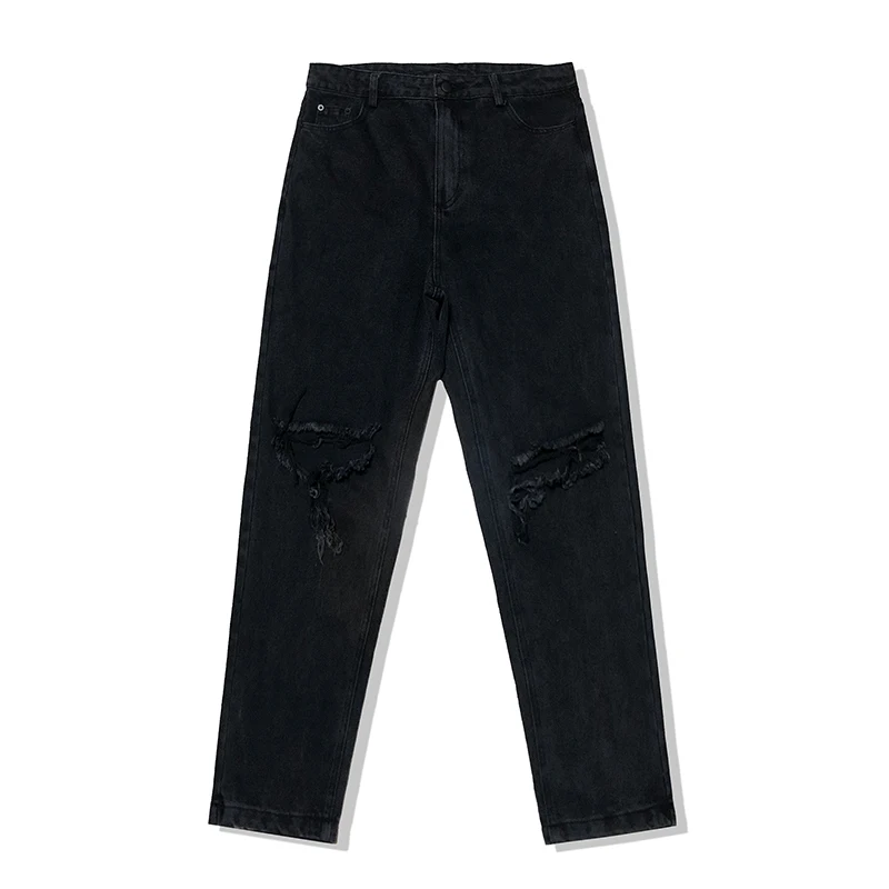 Корейский стиль мужские модные брендовые ковбойские прямые джинсы с дырками черные повседневные штаны Свободные джинсовые брюки размера плюс M-2XL