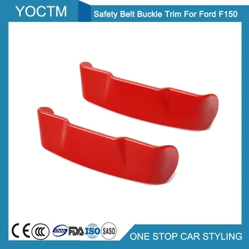 

For Ford F150 2015 16 Seat Belt Socket Decorative Sheet Silver /Red Car Styling Interior Accessories For Jeep Compass 2017+ 2pcs