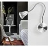 3W EU plug cable LED Hoses Wall Lamp Flexible Home Hotel Bedside Reading Light Moder Book Lights Aluminum with switch AC85-265V 6