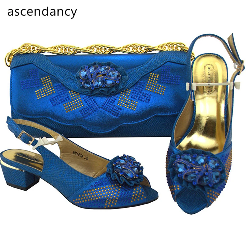 Royal Blue Shoes and Bag Sets for Women Nigerian Women Wedding Shoes ...