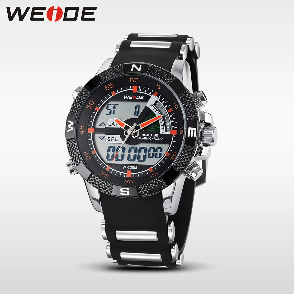 WEIDE Мужские Наручные Водозащитные Часы Спортивные Аналого Цифровый Двойной