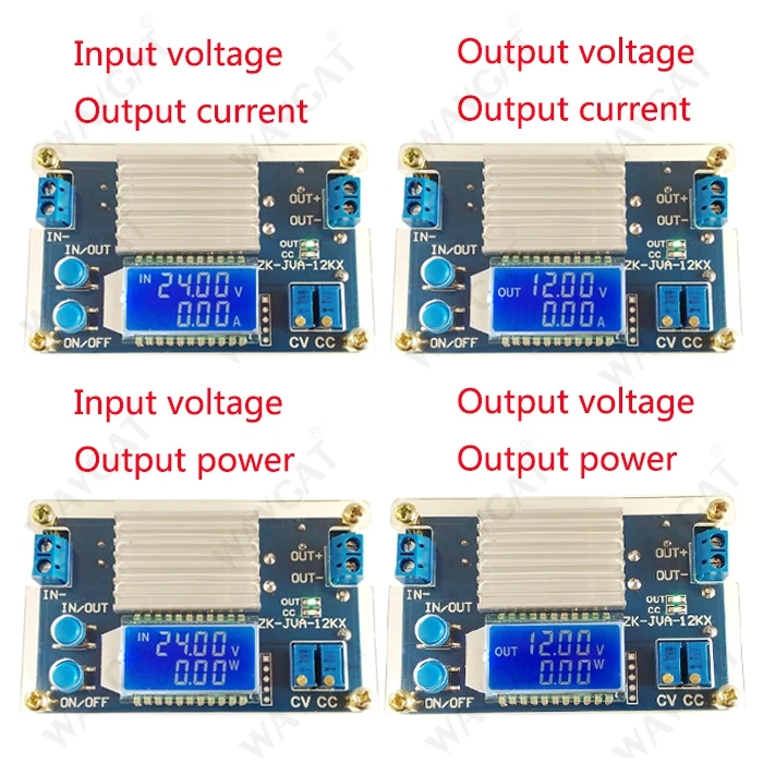 WAVGAT 12A постоянное напряжение, постоянный ток, ЖК-цифровой дисплей напряжения тока, Регулируемый понижающий модуль питания