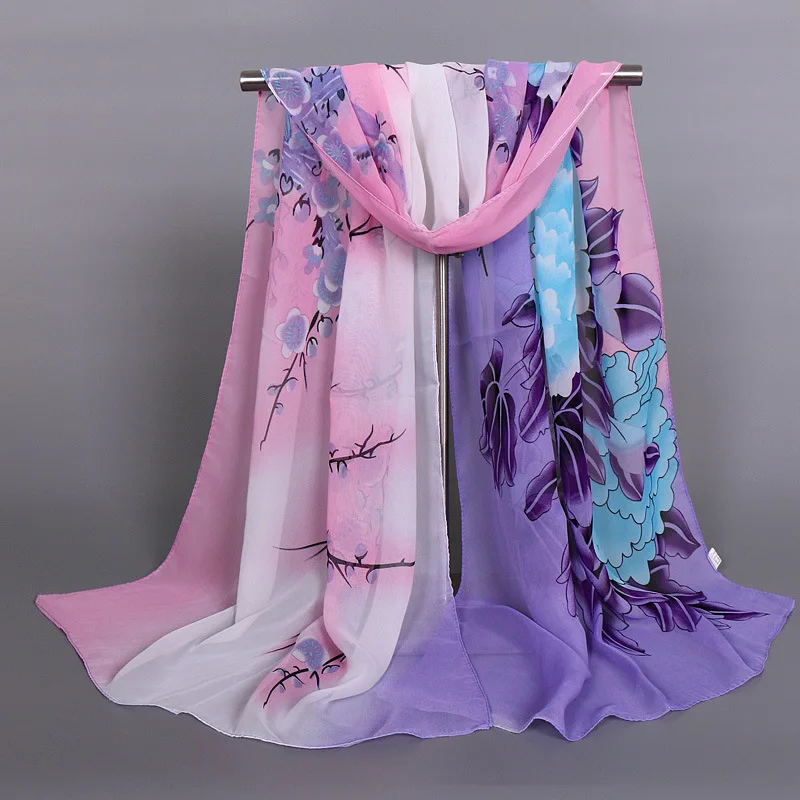 

2019 New Trendy Women Spring Chiffon Breeze Lightweight Sheer Wrap Print Scarf Summer beach Scarf Shawl Fashion Accessories