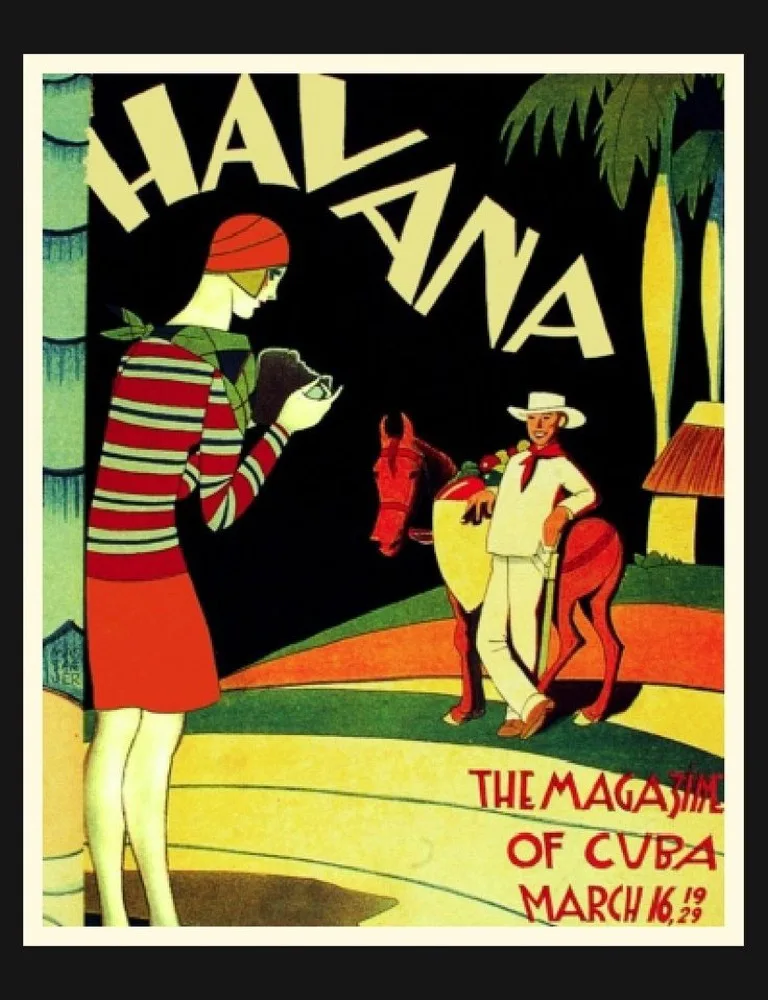 Винтажный туристический постер на холсте кубинский путешествия|retro poster|paper