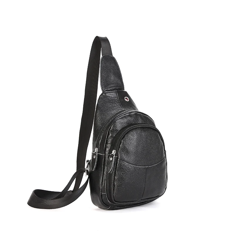 

Genuine Leather Crossbody Bag Real Cowhide Retro Men Messenger Shoulder Cross Body Bag Triangle Travel Trend Chest Day Back Pack