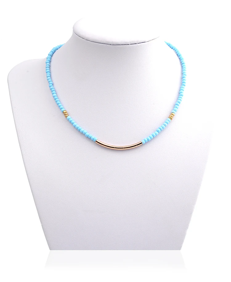 Модное женское ожерелье Bojiu, разноцветный бисер, изогнутая длинная трубка, изысканное ожерелье, праздничные подарки, новое ювелирное изделие NKS089
