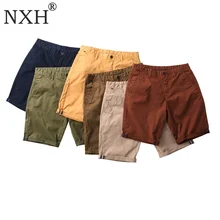 NXH новые летние однотонные х/Б мужские шорты облегающие по колено Высокое качество Повседневная мужская одежда плюс размер штаны уличная