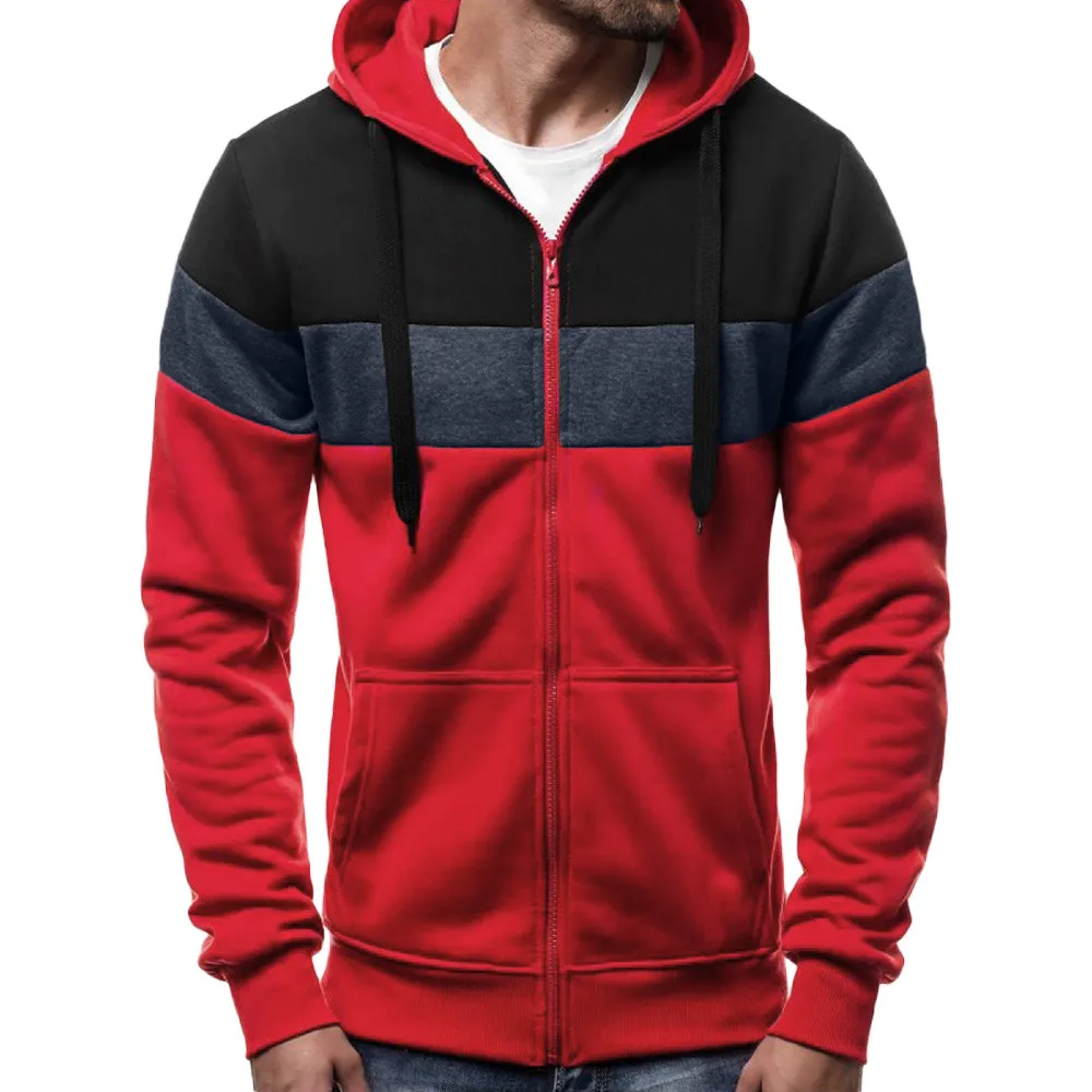 Men‘s Long Sleeve Hoodies Sweatshirt Autumn Winter Patchwork Zipper Tracksuits Streetwear Sweatshirt Hoodies Poleron Hombre