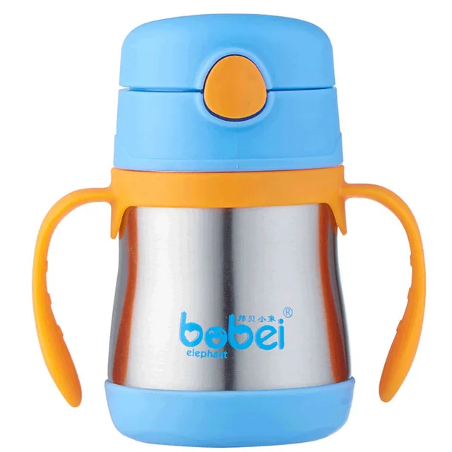 260ML Thermos Baby Bottle with Straws Stainless Steel Hot Water