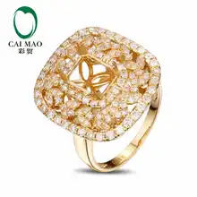 CaiMao Emerald cut Semi Mount Ring Settings & 0.76ct Diamond 18k Yellow Gold Gemstone Engagement Ring Fine Jewelry