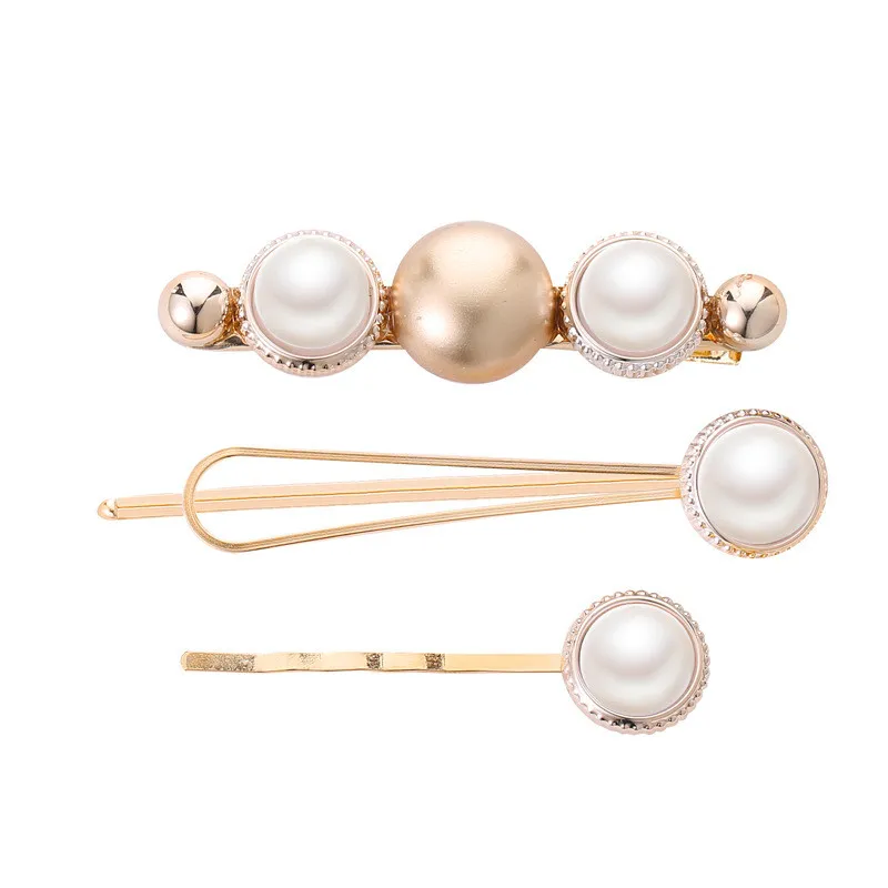 

Three-piece Crown Pearl Button Clip INS Women's Fashion Cute Girl Pearl Beads Hairpin Hair Styling Accessories Gift 3PC May 28