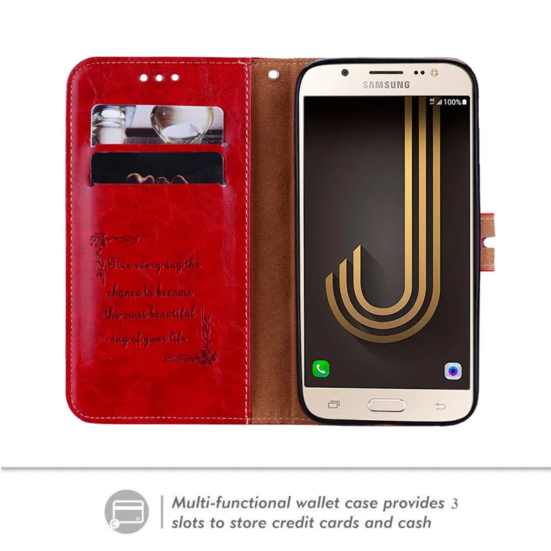 Ретро Роскошный кожаный флип чехол для Samsung Galaxy J7 Neo Nxt J701 J3 J5 2017 с держателем карты
