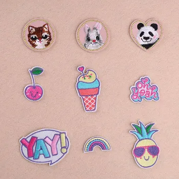 

Cute Animal Food Embroidery Patch Heat Transfers Iron On Sew On Patches for Clothing Clothes Stickers Decorative Appliques 47228