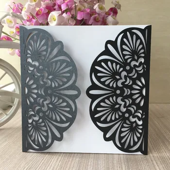 

20pcs/lot Chic Pearl Paper Fanshaped Pattern Wedding Invitations Card Party Favor Valentine's Day Gift Greeting Card