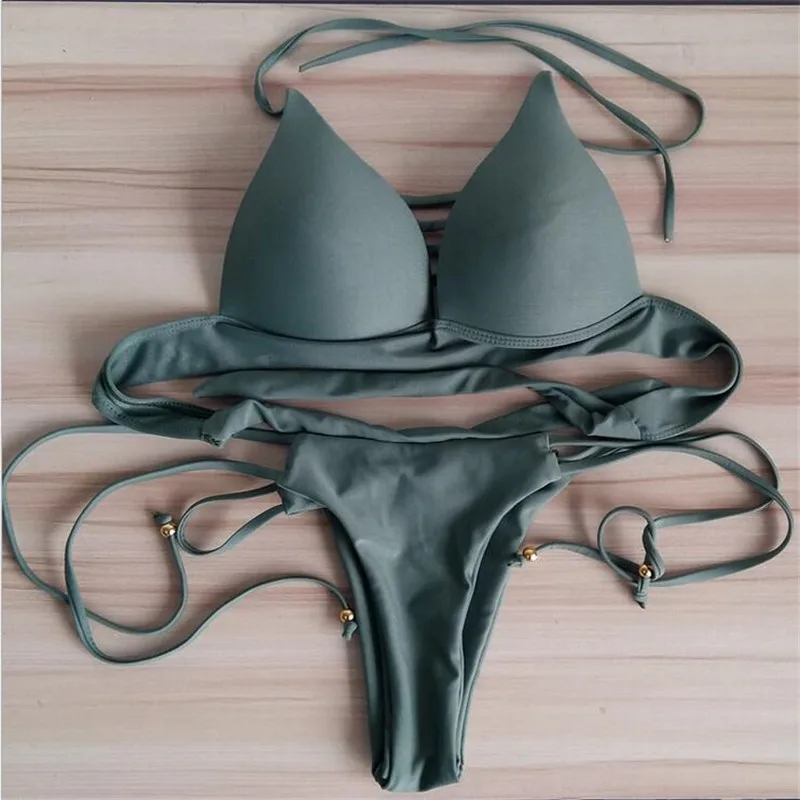 Push Up Bikinis 2017 New Swimwear Women Padded Bikini Set Bandage Beach Bathing Suit Low Waist Swimsuit Push Up Brazilian Suit triangle bikini brazilian bandage swimwear women 2018 new swimsuit girl bandage secret sexy low waist bikinis stes