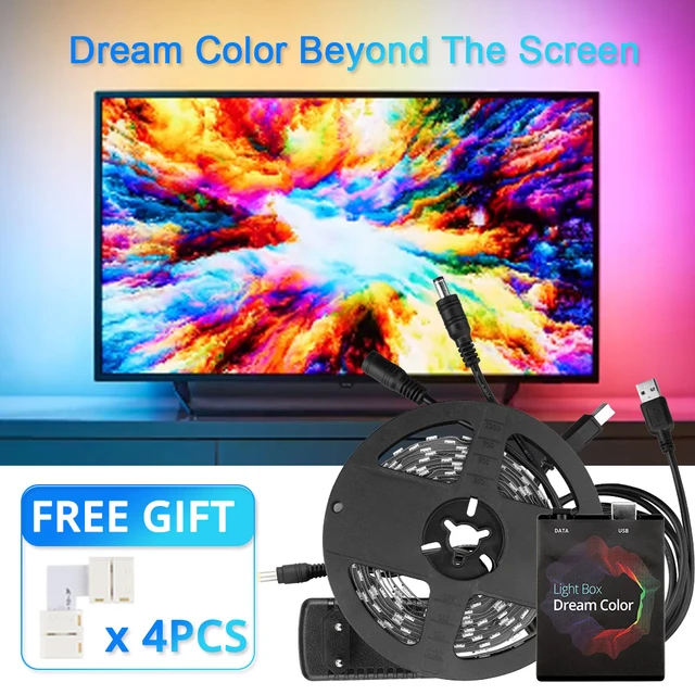 Dream Color PC TV Backlight USB Led Strip For Android 5.1+ System TV /  Windows Computer 