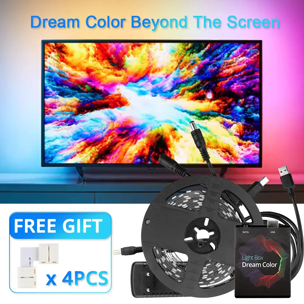 Goedkoop 5V WS2812 USB LED Strip licht 5050 HDTV Desktop PC Scherm Backlight Ambilight ws2812b Adresseerbare RGB Led Strip 1M 2M 3M 4M 5M