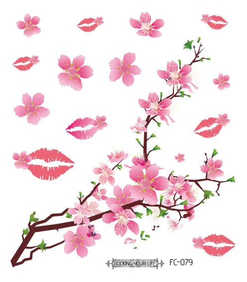 Фабрика единорог; Фламинго летающий кран сексуальный розовый губы цветы татттос Сакура Сексуальная ключица тату Цветок на руку наклейки 500 шт