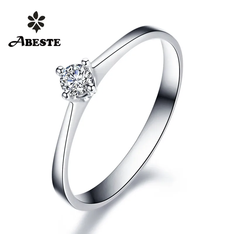 ANI 18K White/Yellow/Rose Gold (AU750) Women Wedding Ring 0.1 CT Certified SI Solitiare Round Real Diamond Ring anillos mujer
