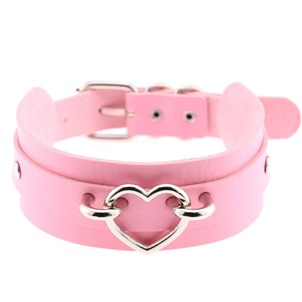 Розовое колье с воротником в виде сердца ожерелье для женщин шипами Goth Chockers Kawaii