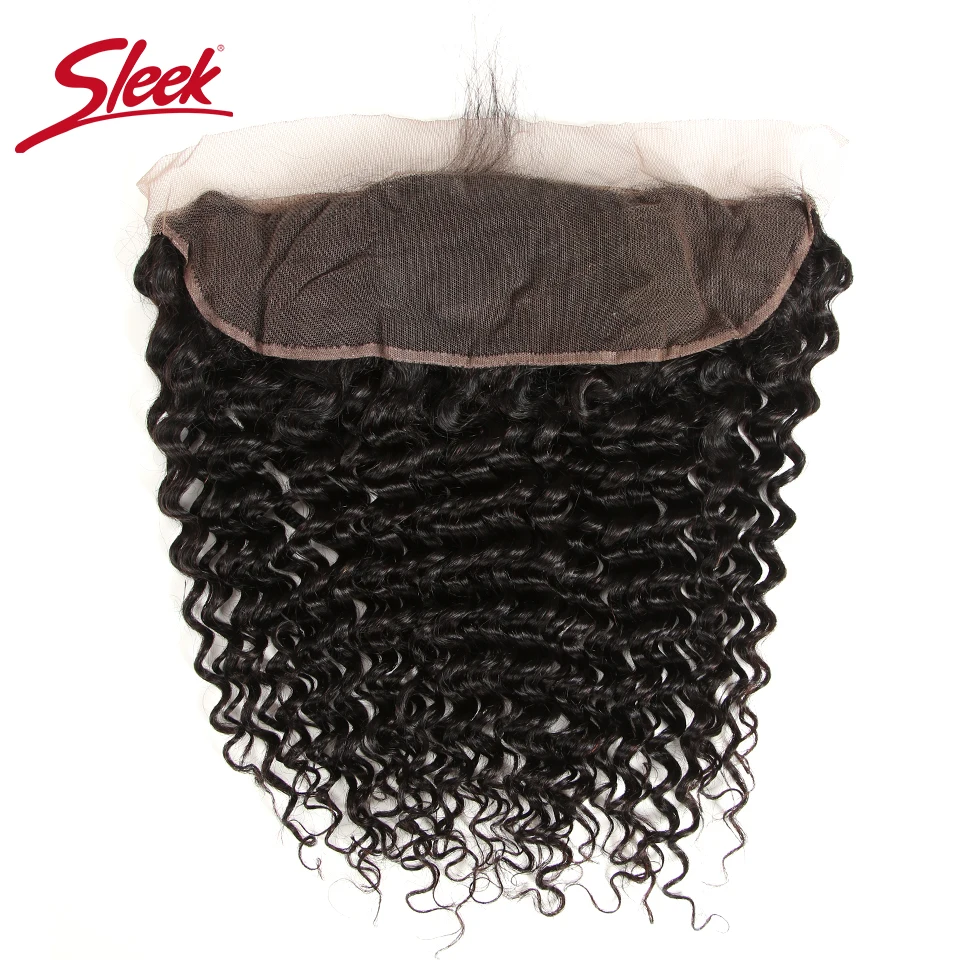 Sleek Malaysian Deep Wave Lace Frontal Closure 100% Remy Human Hair 13X4 Swiss Lace Natural Color 8-18 Inch