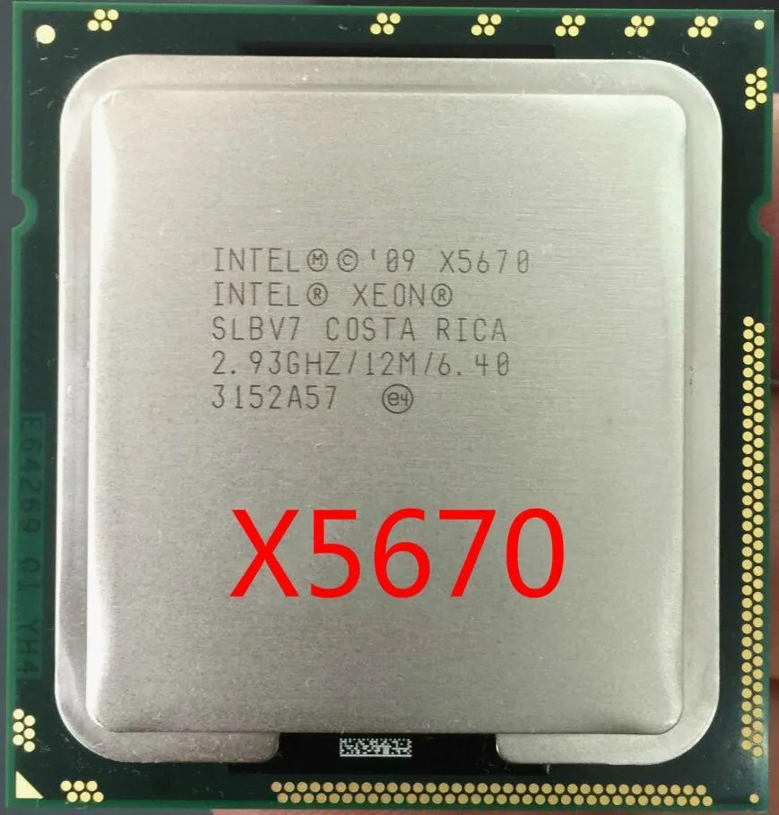 Intel Xeon X5670(12 м кэш, 2,93 ГГц, 95 Вт, 6,40 GT/s Intel QPI) LGA1366 компьютерный серверный процессор