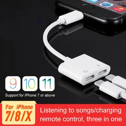 2 в 1 пластик аудио сплиттер зарядки адаптер для iPhone X 7 8 плюс 10 Наушники для Lightning разъем для наушников кабель