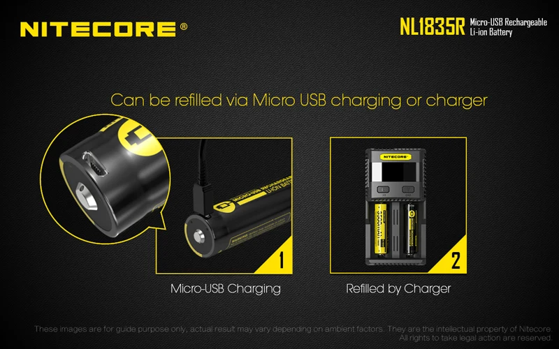 Nitecore NL1835R 3500mAh 18650 Micro-USB литий-ионный аккумулятор с зарядным портом