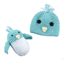 Новорожденный ребенок Подставки для фотографий для младенцев вязаная крючком для девочек, для мальчиков; Верхняя одежда; шапки для новорожденных Набор птицы на возраст от 0 до 3 месяцев