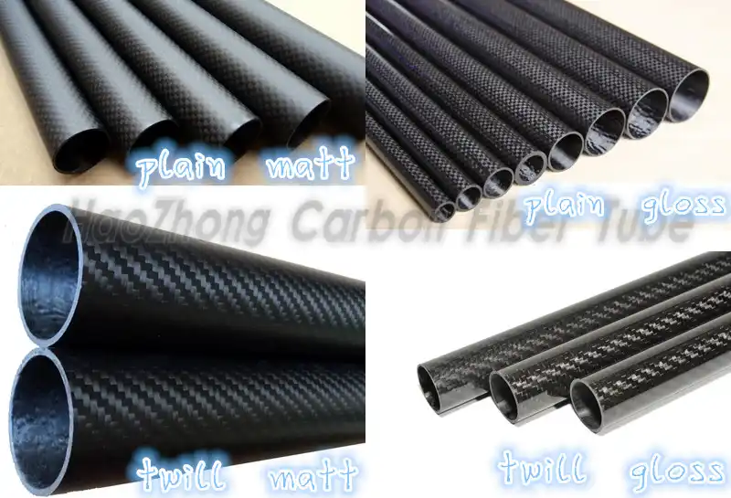 WHABEST 2pcs 28mm x 26mm x 500mm Roll Wrapped Carbon Fiber Tube Tubing Plain Weave Matt DIY