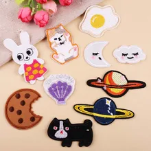 Маленький белый кролик луна облако украшения из ткани патч для Костюмы крепится на джинсы наклейки Пользовательские эмблемы с вышивкой патч