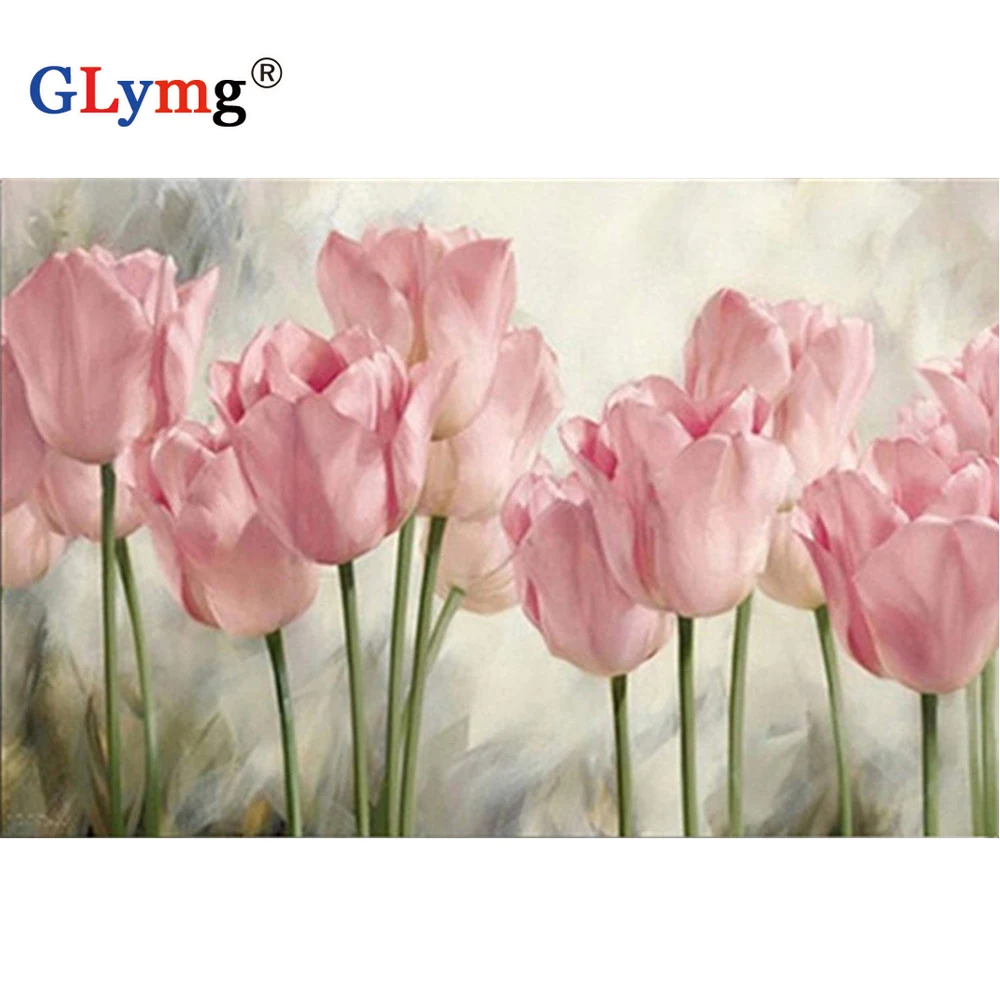 

GLymg Needlework 5D Diy Diamond Painting Full Square Drill Tulip Flower Diamond Embroidery Cross Stitch Mosaic Home Decoration