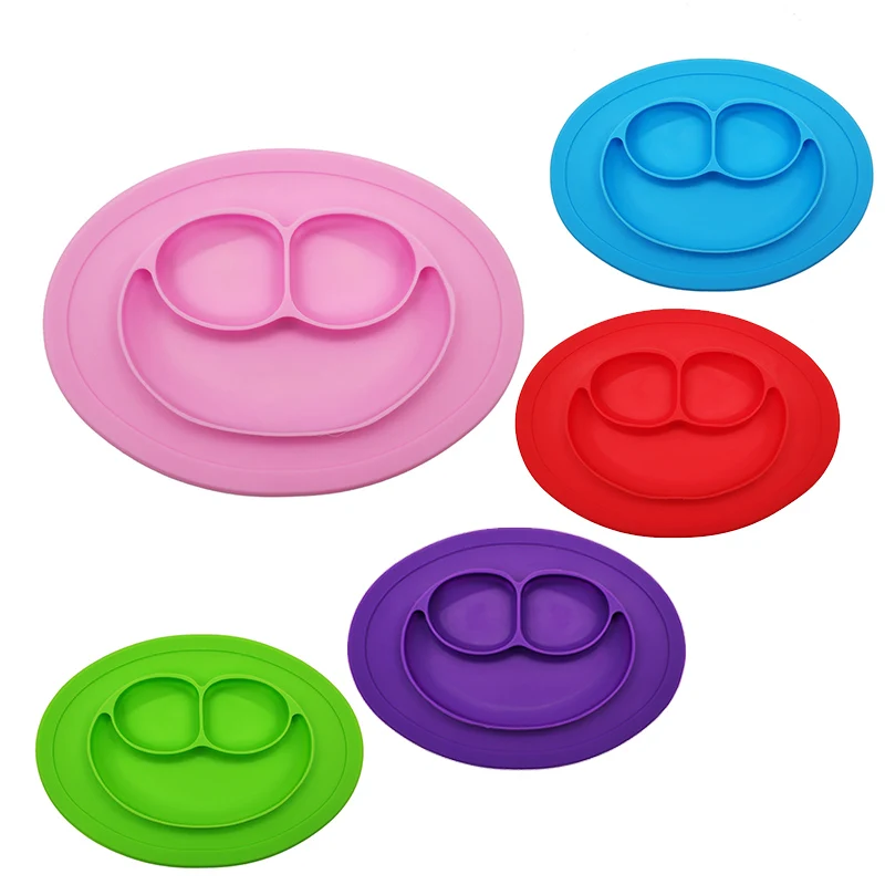 

Baby Silicone Dining Plates BPA Free Toddler Child Training Plate Smile Face Tableware Fruit Tray Kids Food Feeding Bowl Dishes