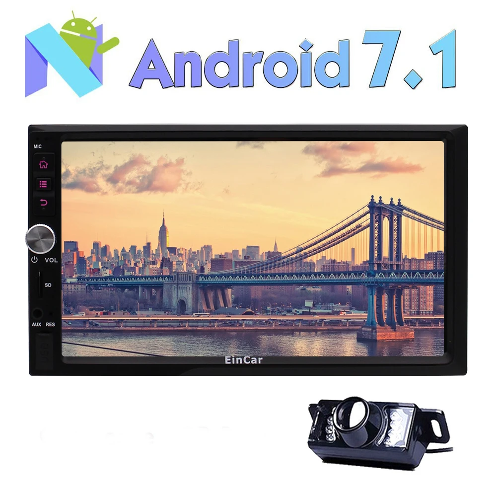 Автомагнитола Android 7 1 GPS дюймов 2 DIN 6 0 Авторадио HD 1080 P сенсорный экран Navi радио RDS Wi