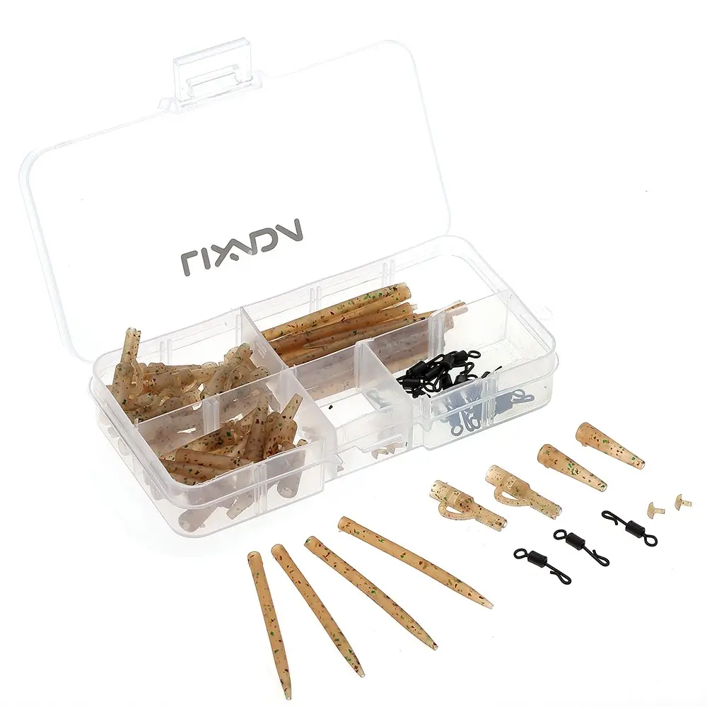 

Lixada 100pcs Fishing Lead Clip Terminal Carp Fishing Tackle Safety Lead Clips with Pins Tail Rubber Tubes Quick Change Pesca