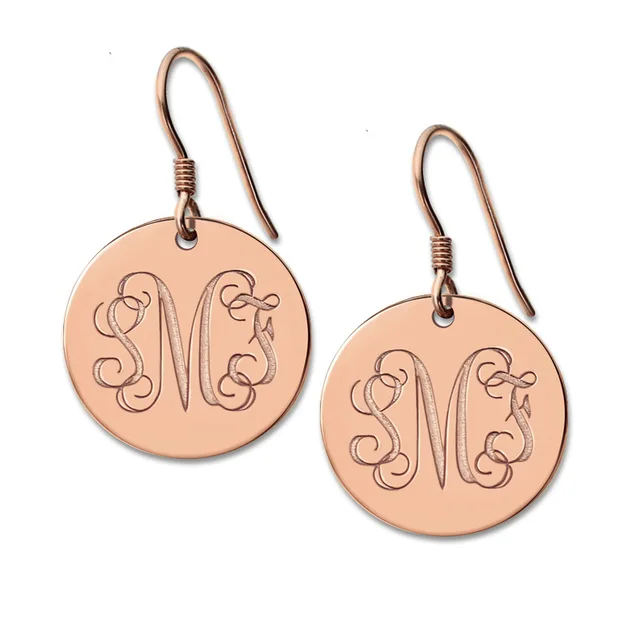 Freeshipping Personalized Round Monogram Earrings Silver Engraved Freeshipping Personalized Round Monogram Earrings Silver Engraved Monogrammed Initials 3 Letter Nameplate Earring