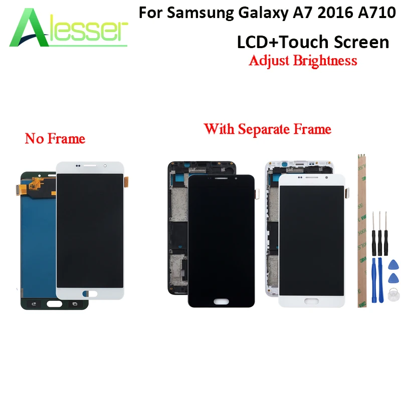 Alesser для Samsung Galaxy A7 2016 A710 A710F/DS A710F ЖК-дисплей сенсорный экран отдельная рамка Amoled в