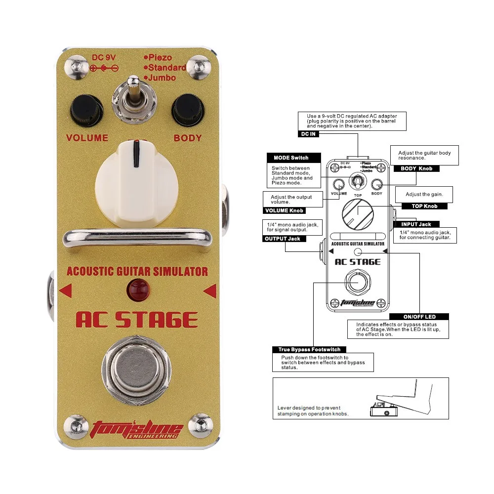 AROMA AAS 3 AC Stage Acoustic Guitar Simulator Mini Single Electric