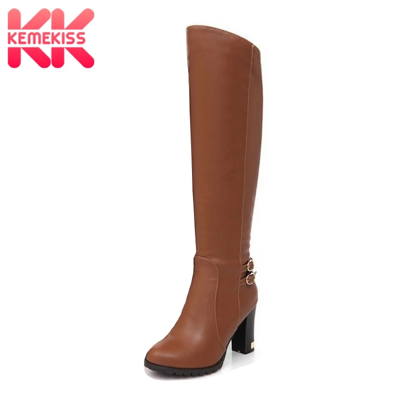 

KemeKiss women high heel over knee boots ladies fashion long snow boot warm winter botas heels footwear shoes P6870 size 34-43