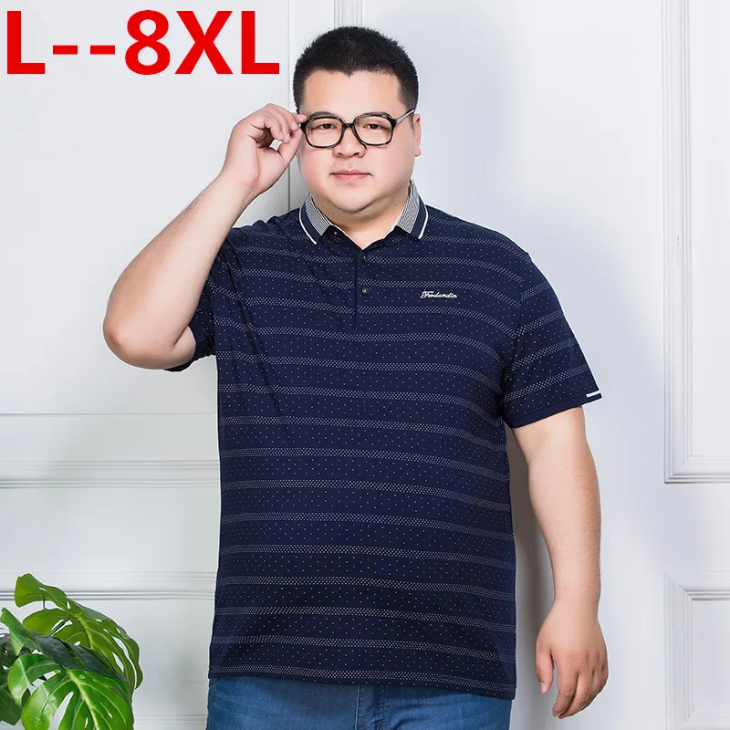 10XL 8XL 6XL 5XL 4XL новые летние мужские полосатые рубашки поло 95% хлопок в полоску брендовая одежда мужская одежда короткий рукав свободная одежда